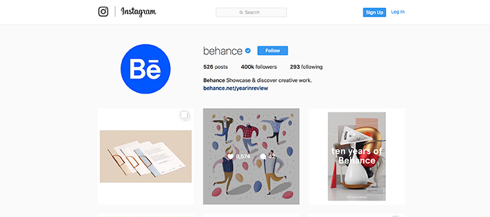 Behance design instagram account