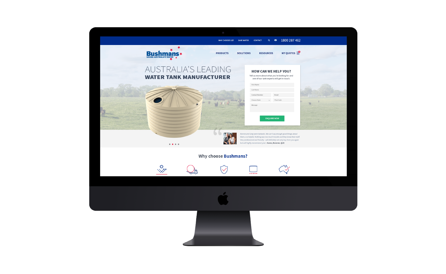 Website Design for Bushman Tanks Water Tanks by Sketch Corp.