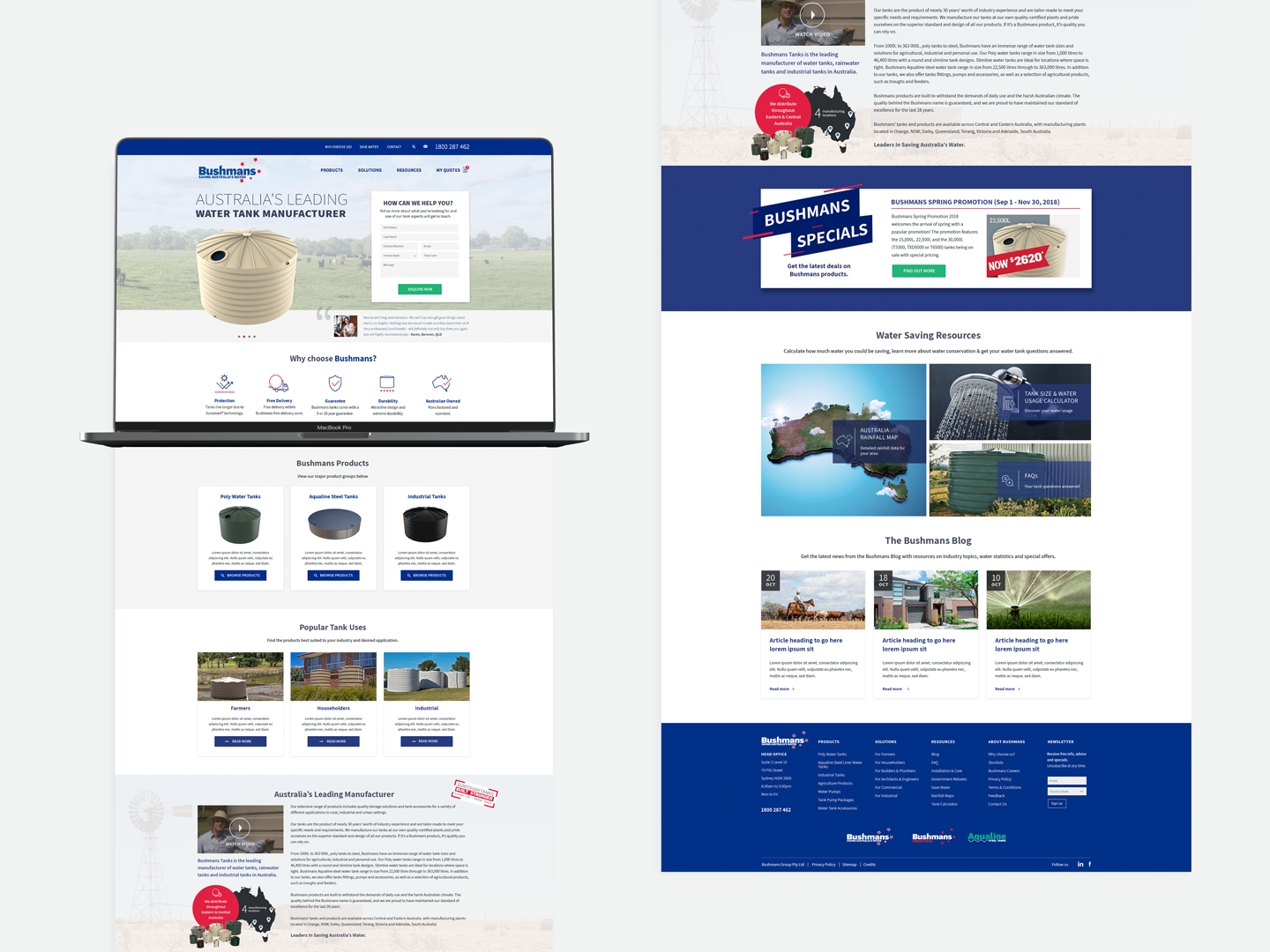 Website Design for Bushman Tanks Water Tanks by Sketch Corp.