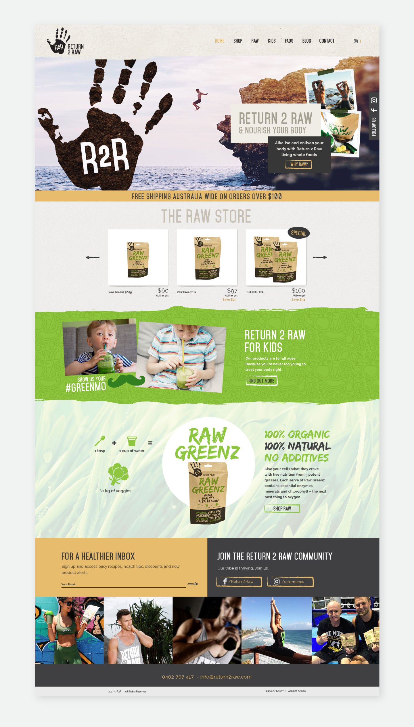 Branding and Website and Packaging Design for Protein Health Drink for Return 2 Raw by Sketch Corp.