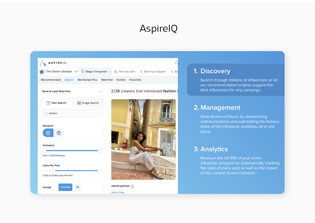 social media influencer marketing management tool AspireIQ blog post by Sketch Corp.