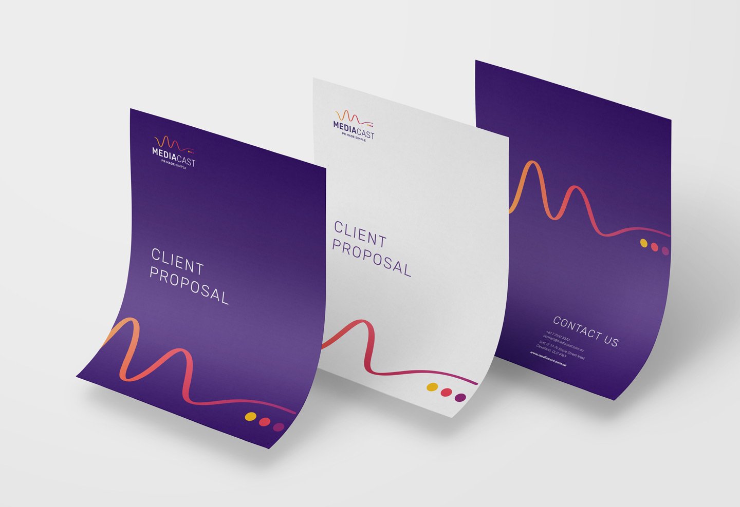 Client proposal design, Brand strategy and brand identity design for MediaCast by Sketch Corp.