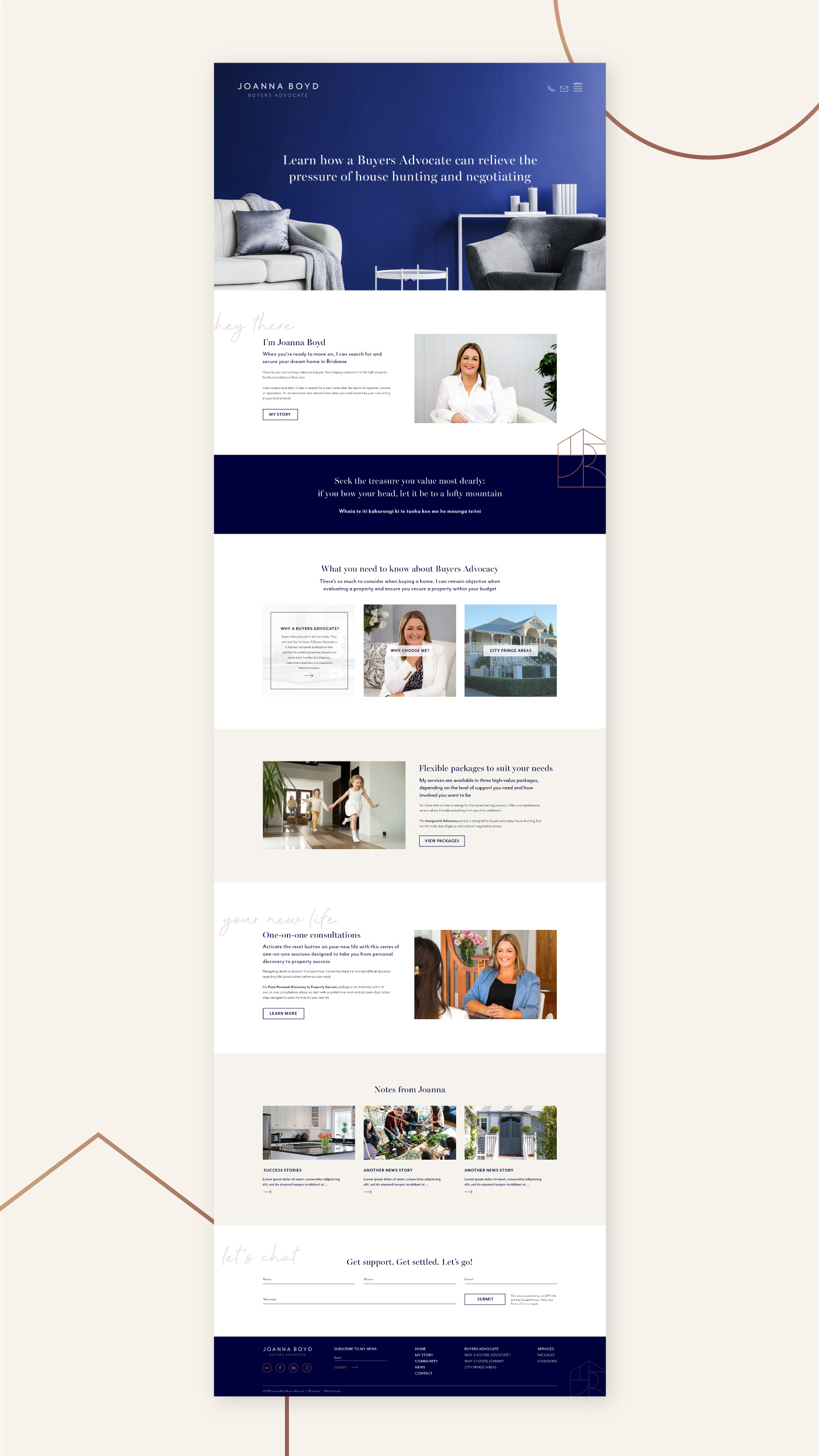 Website design homepage for Joanna Boyd